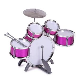 Junior Drum Set for Kids Complete Musical Drum Kit with Seat Pink 