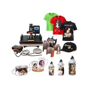 8 In 1 Combo Heat Press Machine Sublimation Printer 2D Thermal Transfer Cloth Cap Mug Plate T-shirt Printing Machine