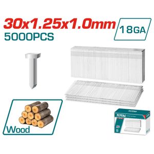 TOTAL 18GA Pins Brad Nails for Compressor Brad Nailer Heavy Duty Staple Gun 5000pcs 30mm Staple Pins Brad Nail  Multi Brand Brad Nailer Compatilbilty