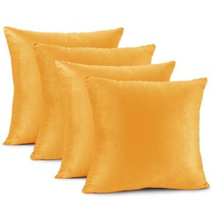  A set of four(4)  soft, luxurious velvet mustard yellow throw pillow covers. 18 by 18