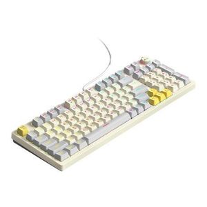 Wired Gaming Keyboard, 97 Keys Blue Switch Mechanical Keyboard With Rgb Backlit And Multimedia Knob Black Red