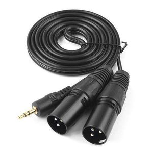 Classic 3.5mm Stereo Jack Male To Dual Xlr Male Ofc Aux Audio Cable Foilbraided Shielded For Speakers Mixer 1.5m