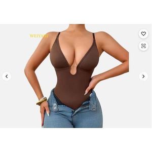 Deep V Bodysuit for Women Thong Shapewear Tummy Control Low Back Shapewear for Women