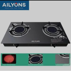 AILYONS Infrared Glass Top Gas Burner – Two Burner Tabletop Kitchen Stove