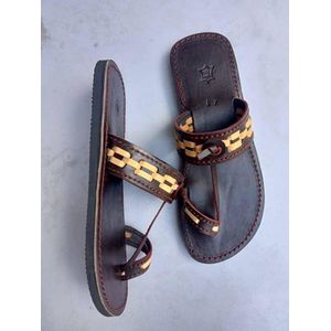  Classy Pure Leather Sandals in Dark Brown 1