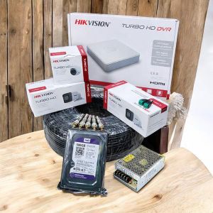 Hikvision 3 1080P Full HD 2MP Outdoor Security Indoor Security CCTV Cameras Complete System Kit With 4 Channel DVR Machine+50M Coaxial Cable