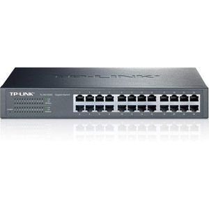 TP Link 24-Port Gigabit Ethernet Unmanaged Switch, Plug and Play, Desktop/Rackmount, Fanless (TL-SG1024D),Black