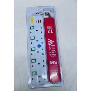 HIGH ASTRA HA-605U Heavy-Duty 5m Power Extension Cable- Durable, Safe & Convenient Socket with Individual Switches, Dual USB Ports & 1 Type-C