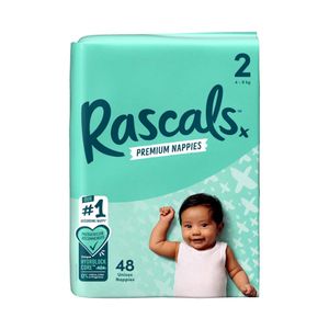 Rascal Premium Adhesive Infant Nappy Diapers Size 2 (4-8 Kgs) - 48 Pieces