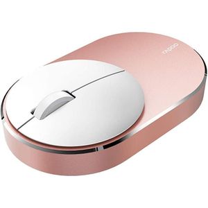 Rapoo M600 Silent Multi-Mode Wireless Mouse – Slim Bluetooth & 2.4GHz Mouse, Quiet Clicks, Multi-Device Connectivity, 1300 DPI Optical Tracking, Aluminium Alloy Design – Rose Gold