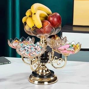 Heavy Glass 5 Arm Fruit Bowl Elegant Presentation Set