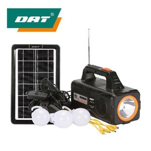 Dat Solar Lighting Kit: FM Radio, 4 Led Bulbs, Torch, Charging Kit