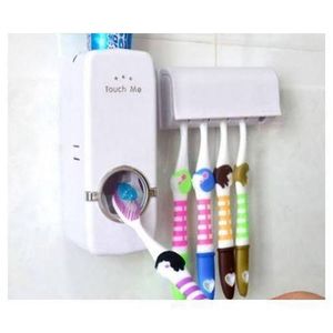 Automatic Toothpaste Dispenser With Wall-Mounted Toothbrush Holder – Family Set (Holds Up To 5 Brushes)