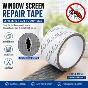Self-Adhesive Window Screen Repair Tape, Large Mesh Repair Patch Roll, Cuttable Mosquito Screen Hole Repair Tape for Window & Door Screen Mesh