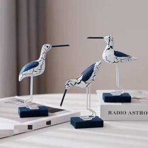 3pcs wooden seagulls birds nautical figurine decor available in dark blue/white