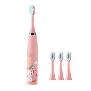  Kids Electric Toothbrush Children Teeth Cleaner Soft Bristles With 3 Replacement Brush Heads + FREE Battery - Battery Operated.