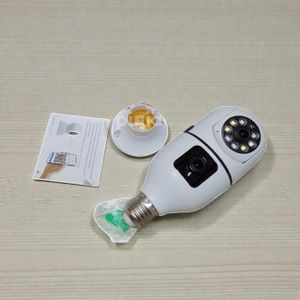 Indoor Security Night Vision V380 Pro 1080P Full HD 2MP PTZ Rotating Dual Lens Wifi Bulb Camera with AI Motion Detection and Cloud Storage