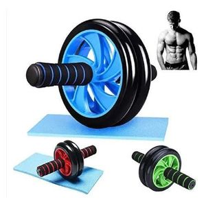 Fitness Ab Wheel Roller Abdominal Exercise-with Extra Thick Knee Mat & Foam Handles- Core Abs Trainer Cruncher for-Home-Strength-Gym-Fitness-Workout-Training-Equipment