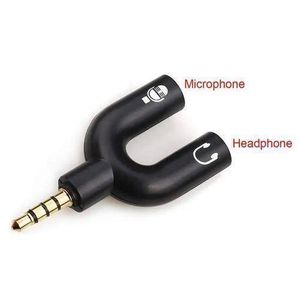 Classic 3.5mm Jack Audio Splitter Dual Headphone Microphone Y Separator Headphones Male To 2-Female Stereo U-Shaped Type Adapte