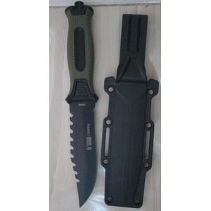Fixed Blade Hunting Knife Rambo I 4.75" Stainless Steel Blade I Rubber Handle I w/Plastic Sheath I Hunting I Camping I Outdoor I (Black Blade)