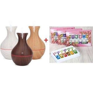 Ultrasonic Wooden Aromatherapy Humidifier Air Purifier Plus 12 piece Essential Oil