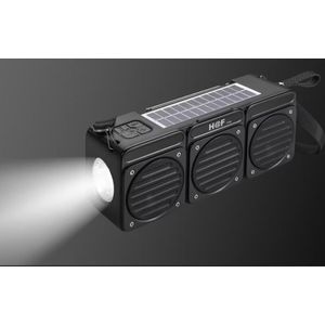 TWS FM Radio and Wireless High Bass Speaker with Solar Panels Charging, Stereo Subwoofer Portable with Flashlight Radio/TF/USB