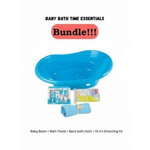 OFFERS !!!!!!! Baby Bath Basin/ bath tub +Free Baby Towel+ 8pcs Bath Cloth+10 in 1 Grooming Kits