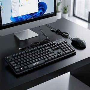Wired Gaming Keyboard and Mouse Combo - USB Full Size, Black