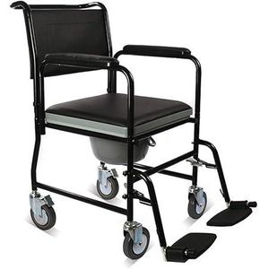Foldable commode seat with wheels