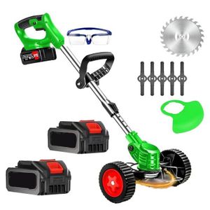 Electric Cordless Lawn Mower with Two 96V Rechargeable Lithium Batteries and Two Wheels