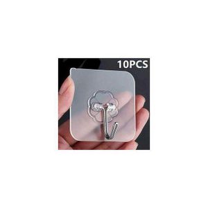 Transparent 10PCS Stainless Steel Strong Self Adhesive Hooks Key Storage Hanger for Kitchen Bathroom Door Wall Multi-Function