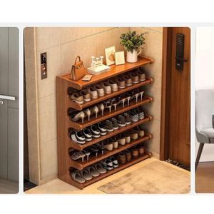 6 Layer Stackable Bamboo shoe rack- Modern wooden shoe organizer For Home & Entryway 