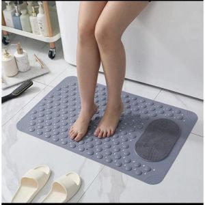 The New Bathroom Anti-slip Mat With Lazy Foot Scrubber - Grey