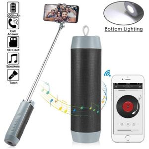 BLACK Multi Functional Wireless Speaker With Selfie Stick , Power Bank, Flashlight High Quality Speaker