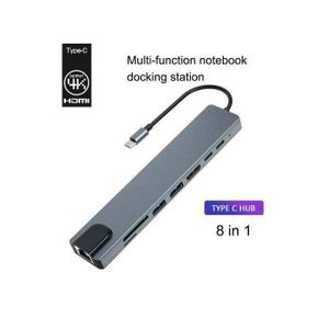 Hub 8 In1 Multi Ports USB Type C  Splitter Adapter