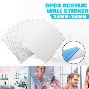 Flexible Reflective Mirror Sheets Self-Adhesive PET Mirror Tiles Non-Glass  Mirror Stickers for Home Decoration Daily Use Living Room Bathroom