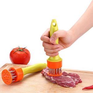 Stainless Steel Meat Tenderizer - 18.5cm Kitchen Tool, Orange/Yellow