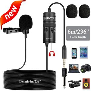 Boya BY-M1 Pro Omnidirectional Lavalier Microphone Clip-on Lapel Mic for iPhone Android & Windows Smartphones PC DSLR Cameras Audio Recorders, YouTube, Interview, Studio, Video Recording 19.6ft