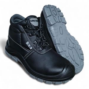  ALL BLACK Elite Heavy-Duty SB Leather Safety Boots – Ultimate Industrial Protection. All-Day Comfort Mid-Cut Safety Boots, Supportive SB Work Gear. Built for the Toughest Sites