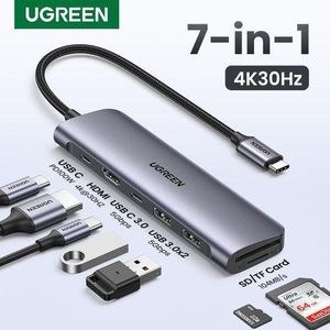 Ugreen 7 in 1 Multifunction Adapter, USB-C To USB 3.0 (2 port) + USB-C + 4K HDMI + SD & TF Card reader +PD Converter (CM195, UG- 15214)