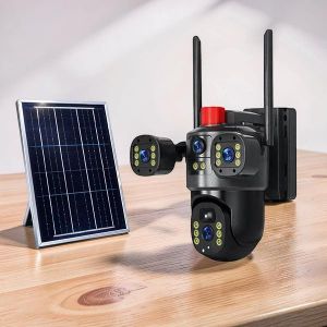 High-Efficiency Solar Panel 4G PTZ Triple Lens with Remote Pan and Tilt Control Solar Powered Camera