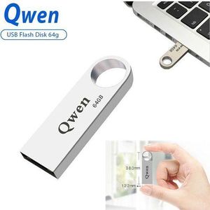 Qwen 64GB Mini USB Flash Disk Flash Drives Metal - Silver