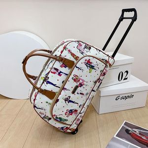 Travel Bag Men's Women Large Capacity Fitness Waterproof Leather Luggage  Printing Boston Shoulder Bags Handbag Messenger