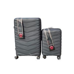 UNICROSS 2-Piece Luggage Set - 100% PP Unbreakable Hard Shell Suitcases, Dark Grey. Large 27" Checked-In (23kg) & 19" Cabin Size (8kg) Combo. Double Anti-Theft Zip, 360° Silent Rubber Spinner Wheels
