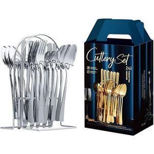 24Pcs Cutlery Set/ Silverware Stainless steel With Luxury Storage Rack