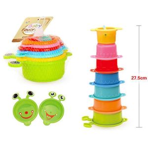 7-Piece Caterpillar Baby & Toddler Stacking Bath Cups Set Bath Toys - Educational Hand-Eye Coordination Learning Cups