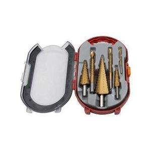 6PCS HSS Titanium Coated Drill Bit Set – Includes 3 Step Drill Bits & 3 Twist Drill Bits for Metalworking, Woodworking, Plastic, Hole Drilling – Multi Hole Cutter Kit for DIY & Professiona