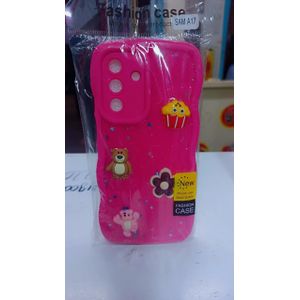 Samsung Pink fancy cover with dolls for galaxy A17 