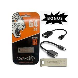 Advance 64GB USB Flash Drive - High Speed, Silver, OTG Compatible