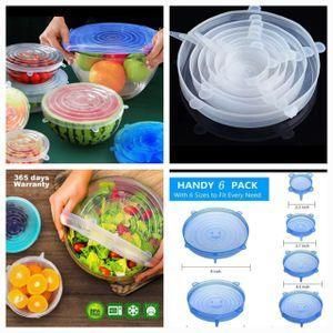 Reusable Silicone Stretch Lids for Food Storage / Elastic Bowl Covers Fit Round & Rectangle Containers, Jars, Cups – Heat-Resistant, Dishwasher Safe, Premium Kitchen Gadgets (6pieces)